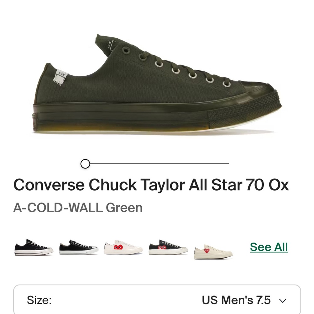 Converse Chuck Taylor All Star 70 Ox Green Low Top Sneakers